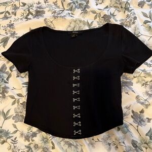 Forever 21 Black Crop Top with Silver Hooks